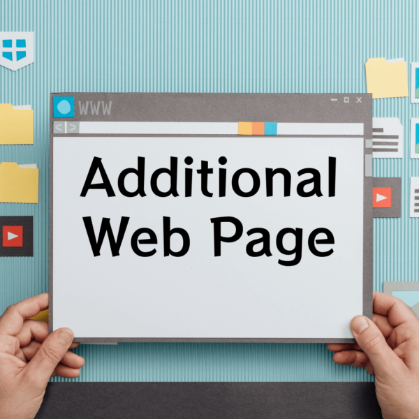 Simulated desktop screen with hands holding a web browser up and the word "Additional Web Page" on it.